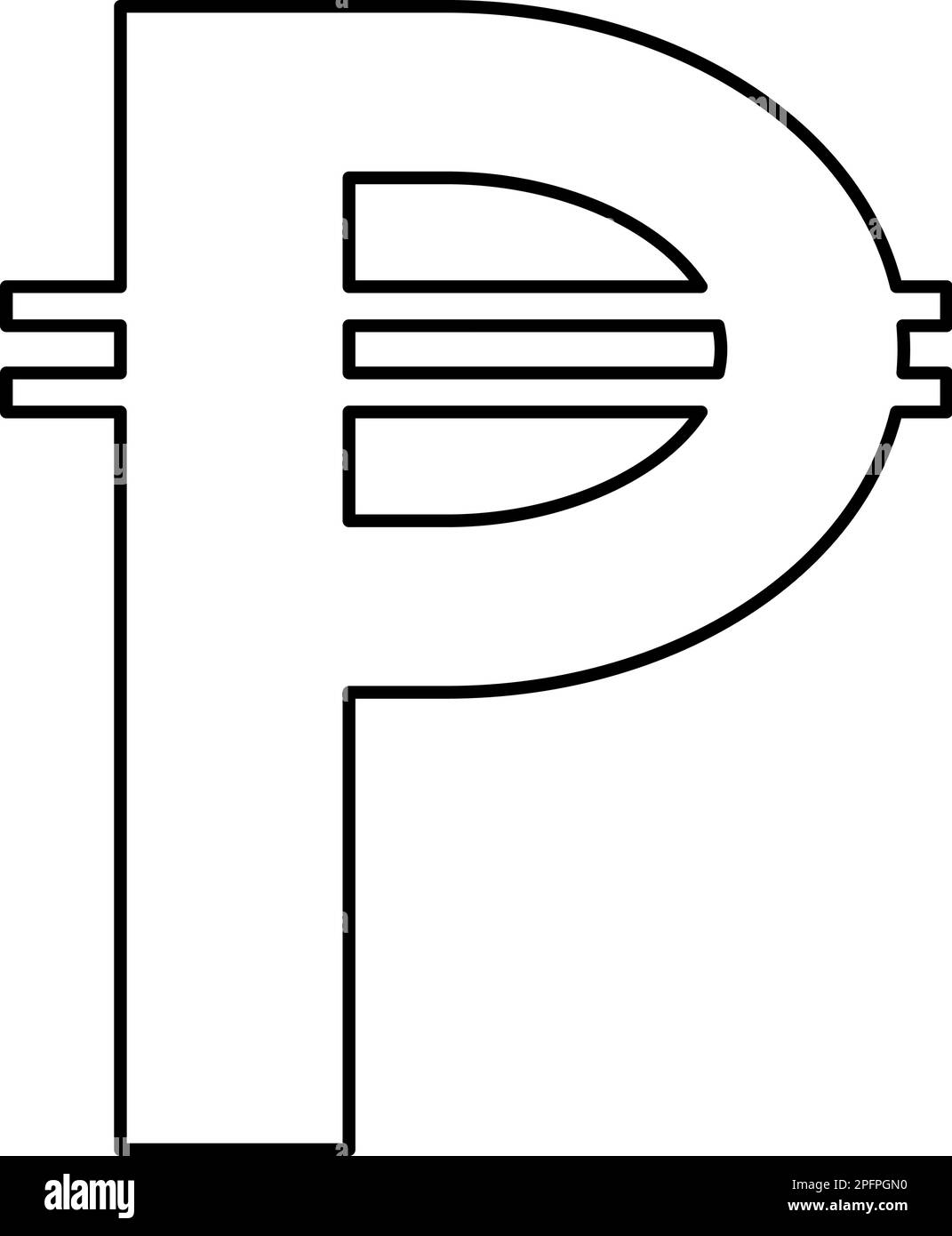 Sign of Philippine peso currency money symbol Pesos contour outline line icon black color vector illustration image thin flat style simple Stock Vector