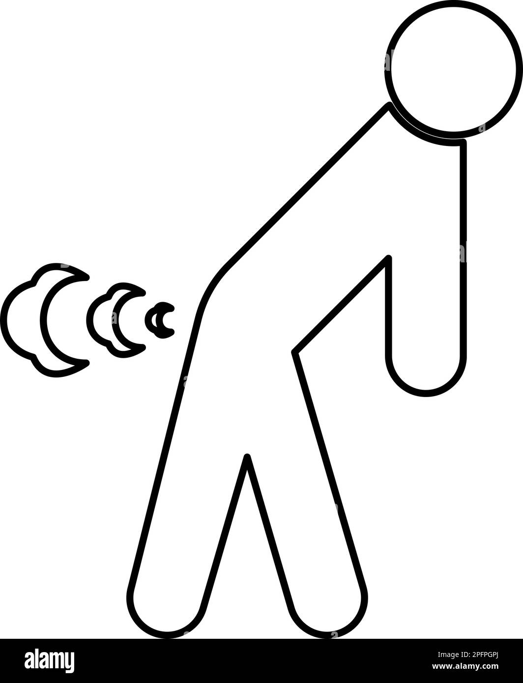 Man farts break wind farting bloating gas cloud stench bad smell flatulency contour outline line