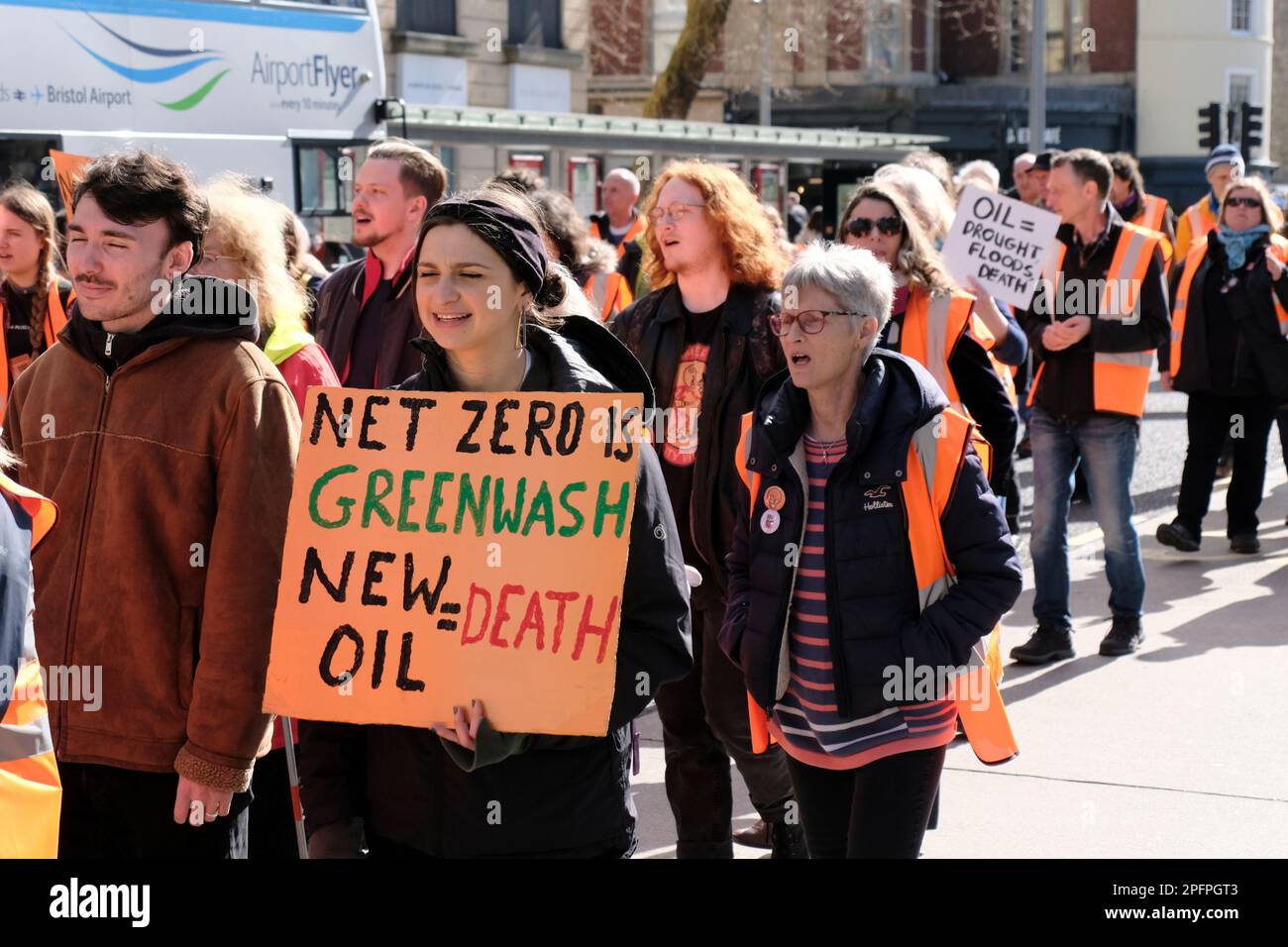 Bristol, UK. 18th Mar, 2023. Just Stop Oil protestors gather in Bristol