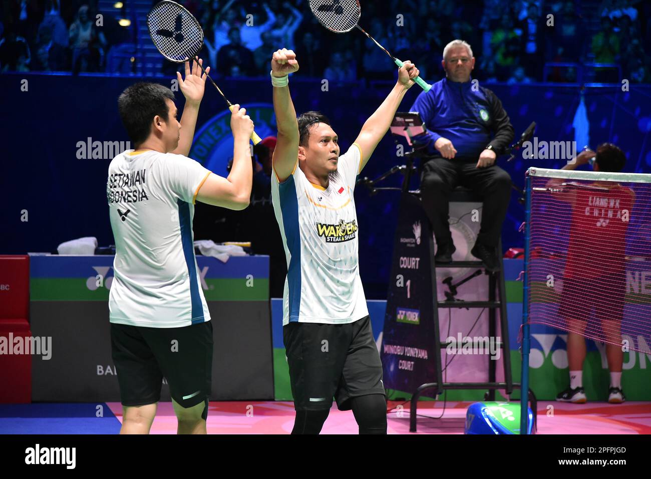 Indonesia's Mohammad Ahsan and Hendra Setiawan reacts after defeating ...
