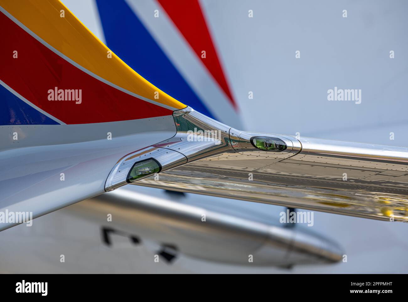 Closeup view of the wingtip on a brand new Boeing 737 with winglet