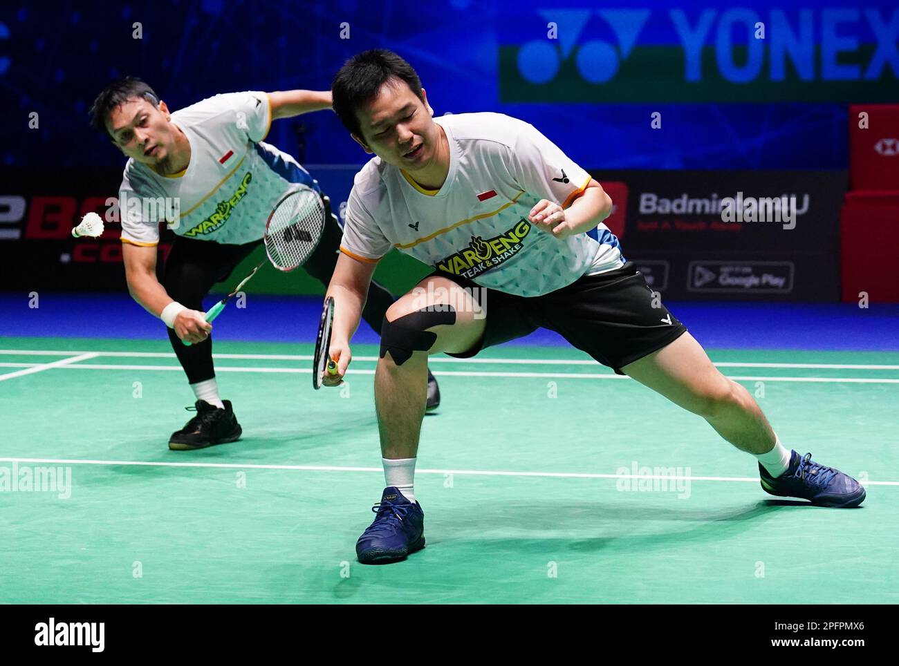 Indonesia's Mohammad Ahsan (left) and Hendra Setiawan in action against ...