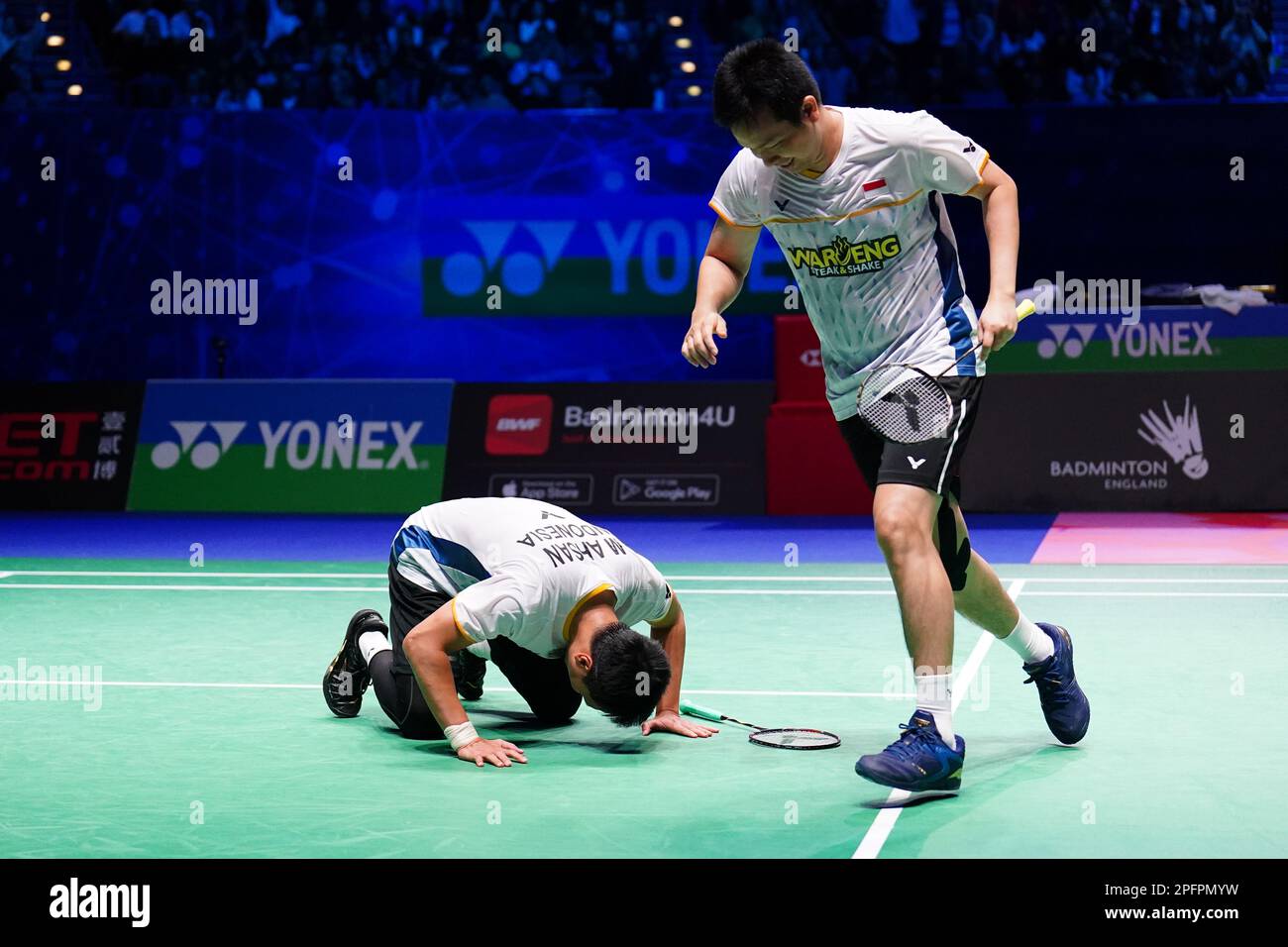 Indonesia's Mohammad Ahsan (left) and Hendra Setiawan in action against ...