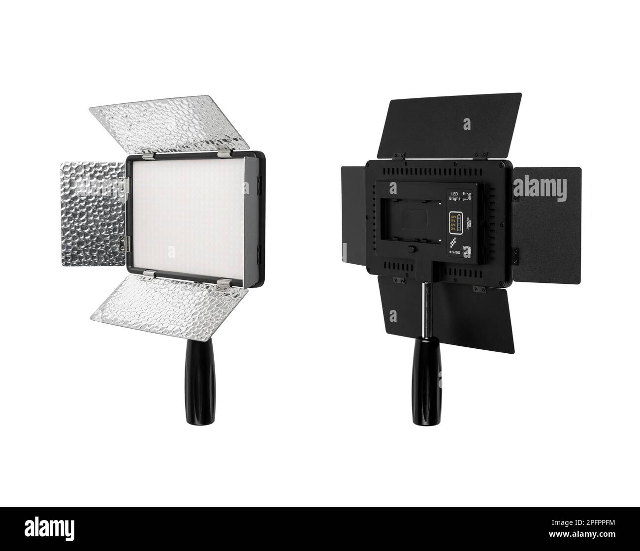 Photo and video lamp isolate on white background. LED lamp with special