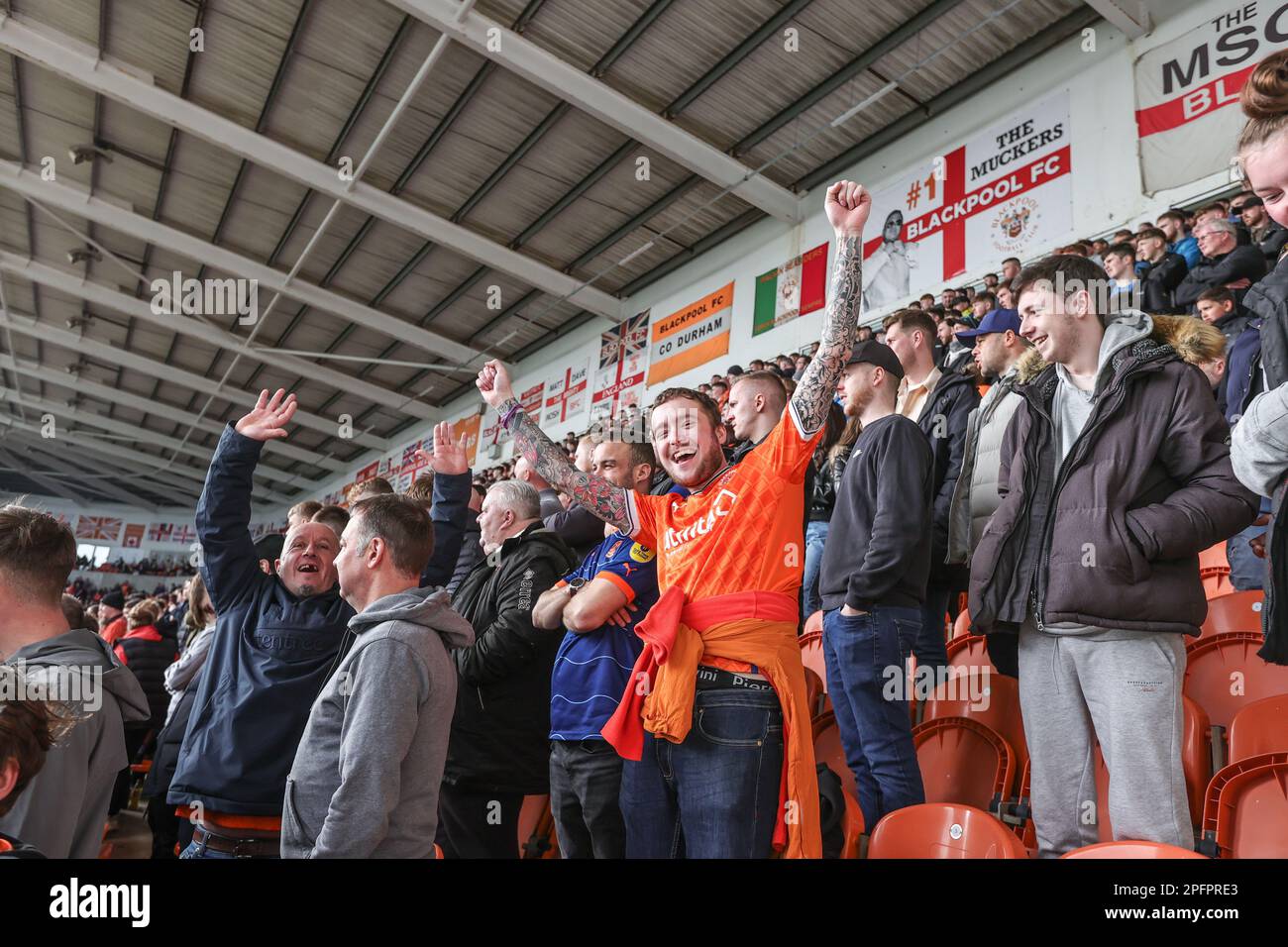 Blackpool fans singing away during the Sky Bet Championship match