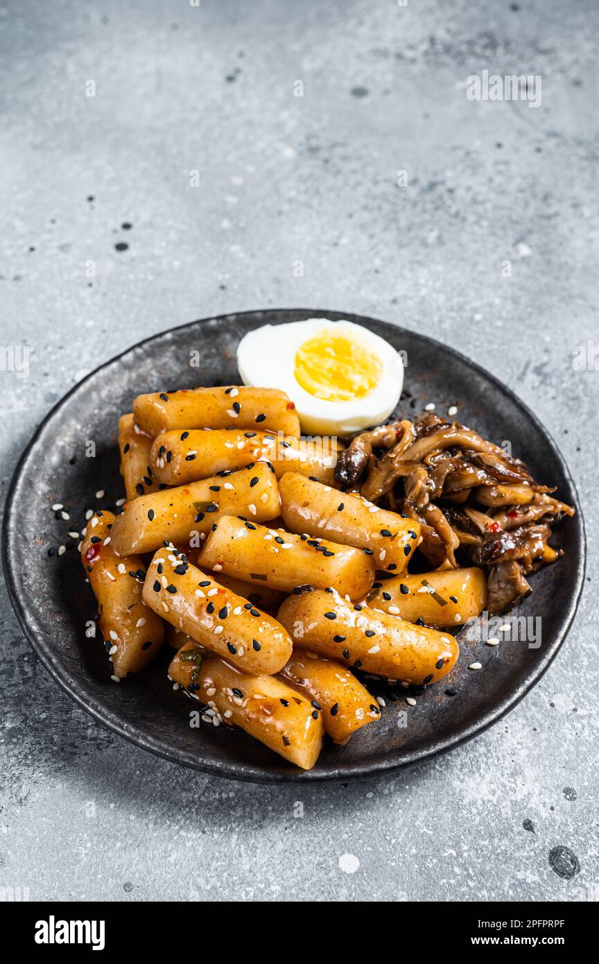 Korean Tteokbokki, Topokki fried rice cake stick in Hot and spicy sauce