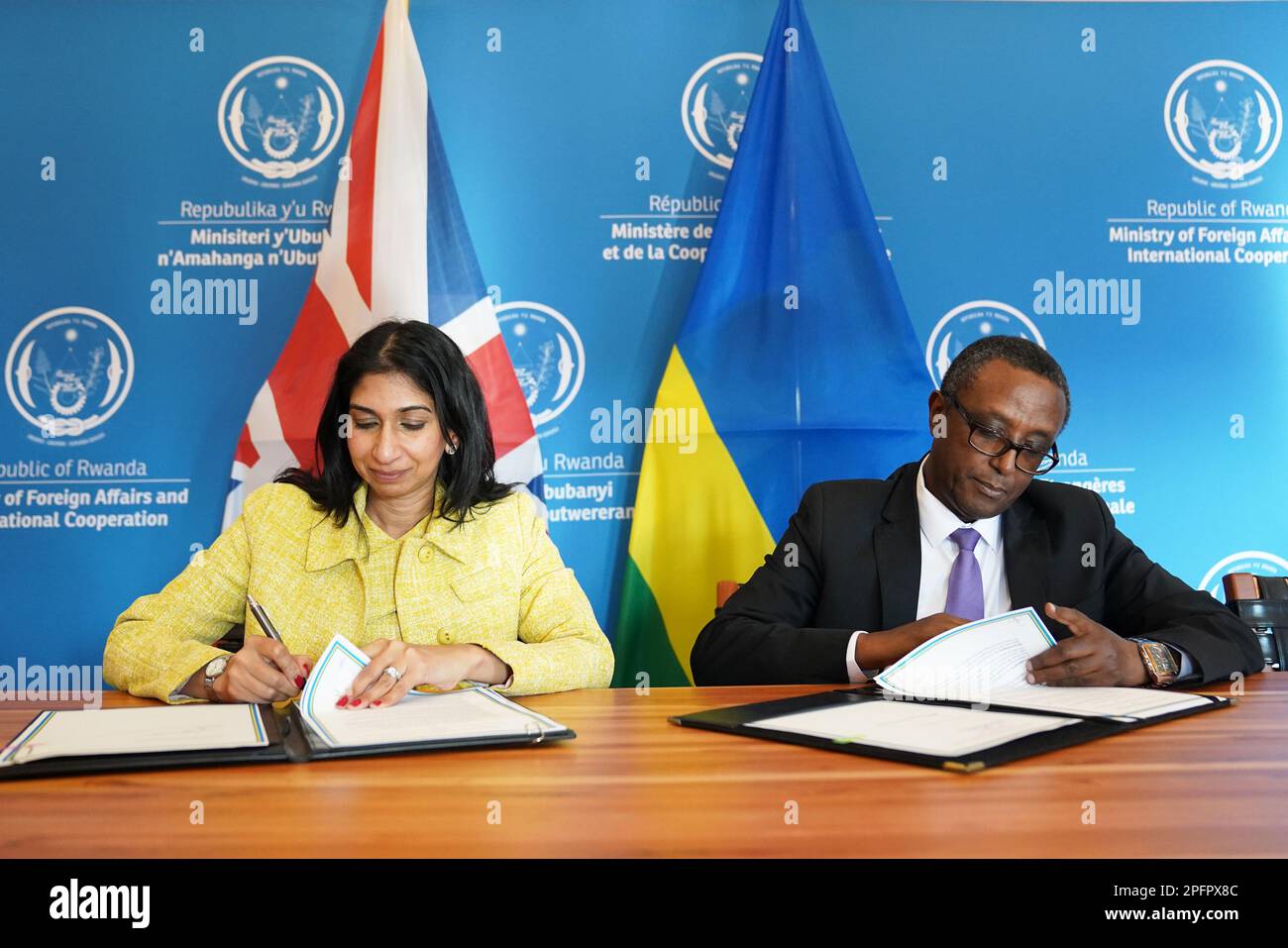Home Secretary Suella Braverman and Rwandan minister for foreign ...