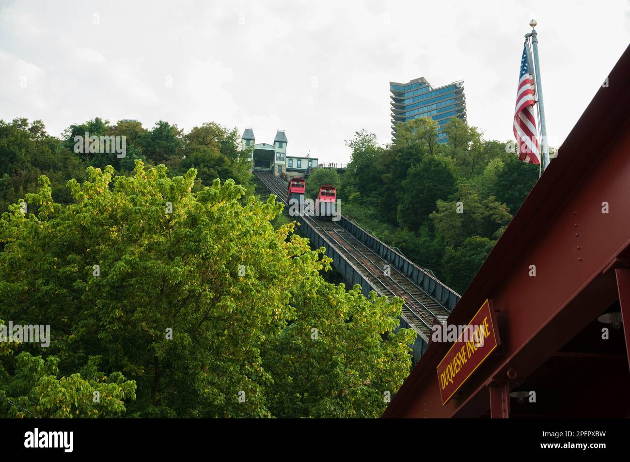 The Duquesne Incline seen from the lower station in Pittsburgh, Pennsylvania. Stock Photo