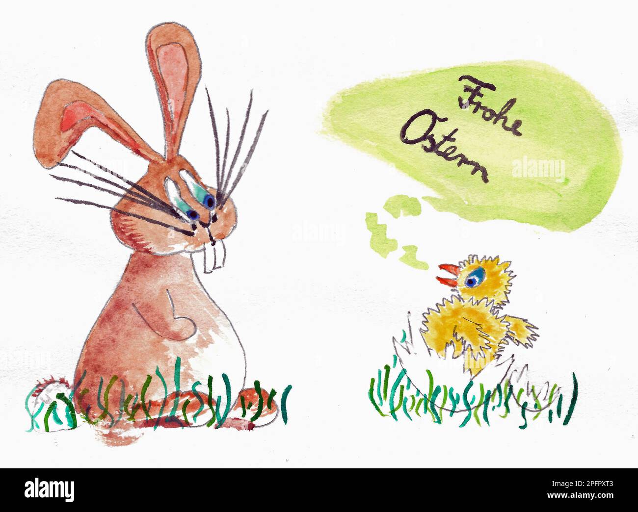Aquarell Paint. Theme Happy Easter. Stock Photo