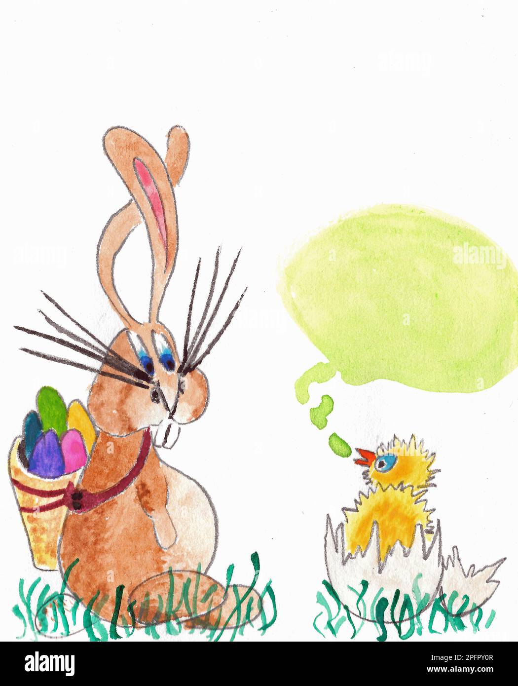 Aquarell Paint. Theme Happy Easter. Stock Photo