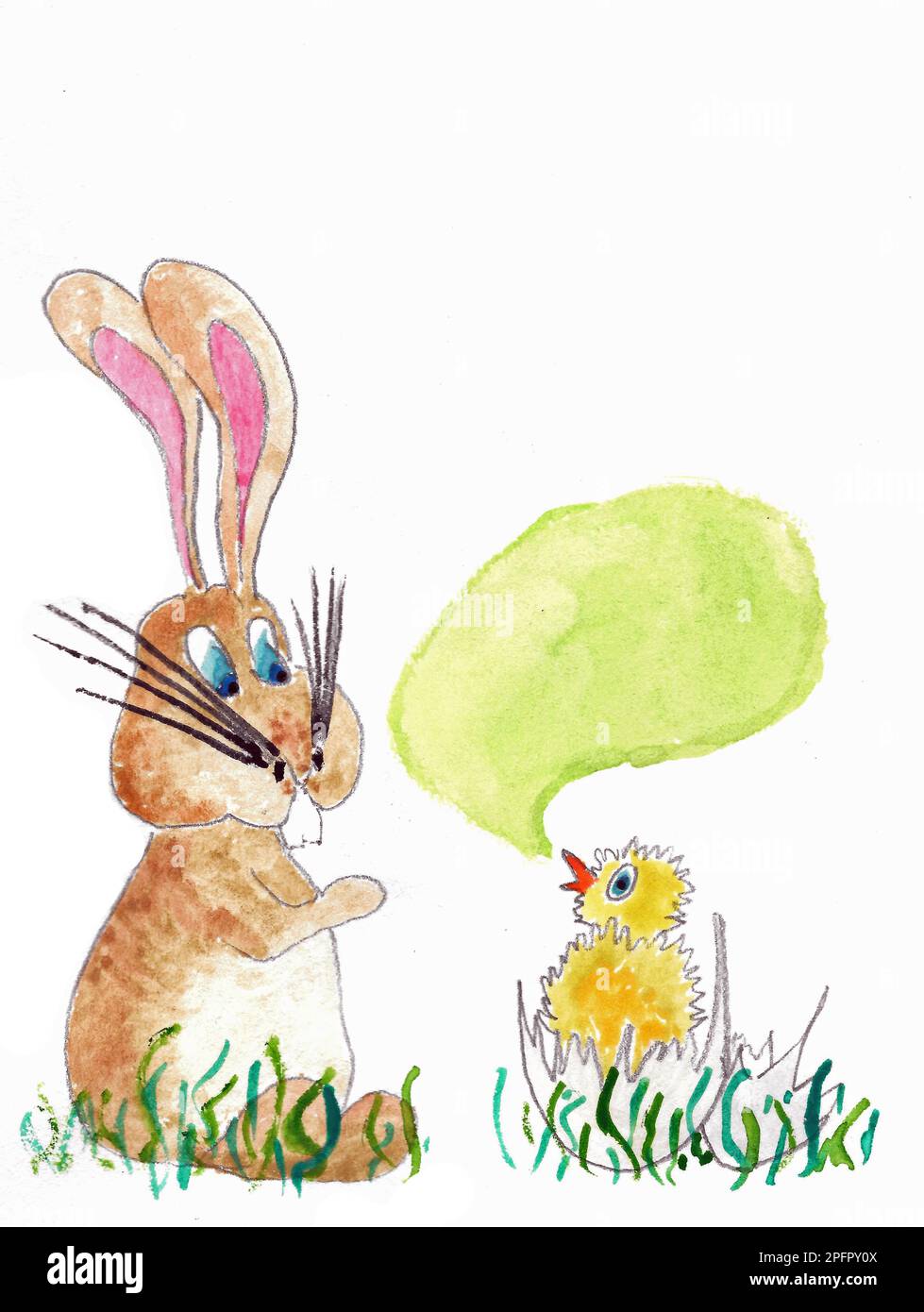 Aquarell Paint. Theme Happy Easter. Stock Photo
