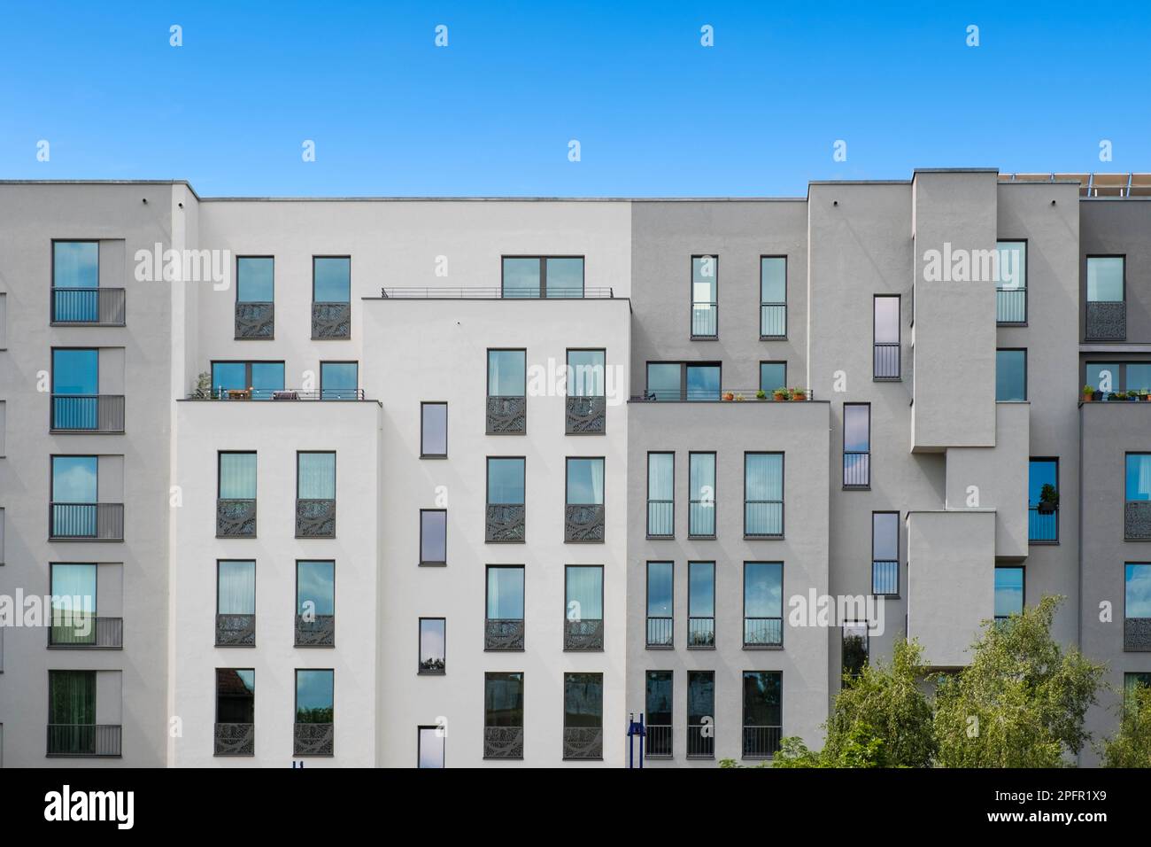 Modern apartment building facade, new apartment buildings exterior