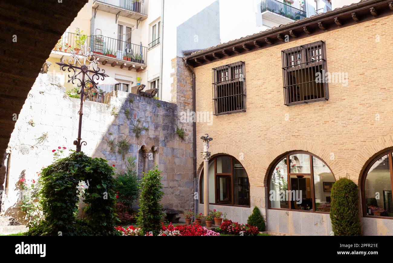 Inner courtyard of the Camara de Comptos de Navarra in Pamplona. It is ...