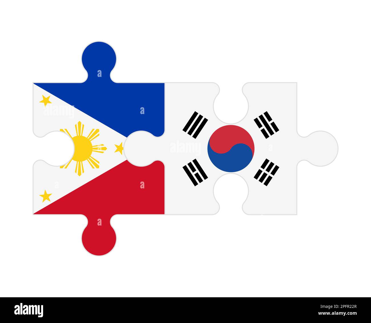 Connected puzzle of flags of Philippines and South Korea, vector Stock ...