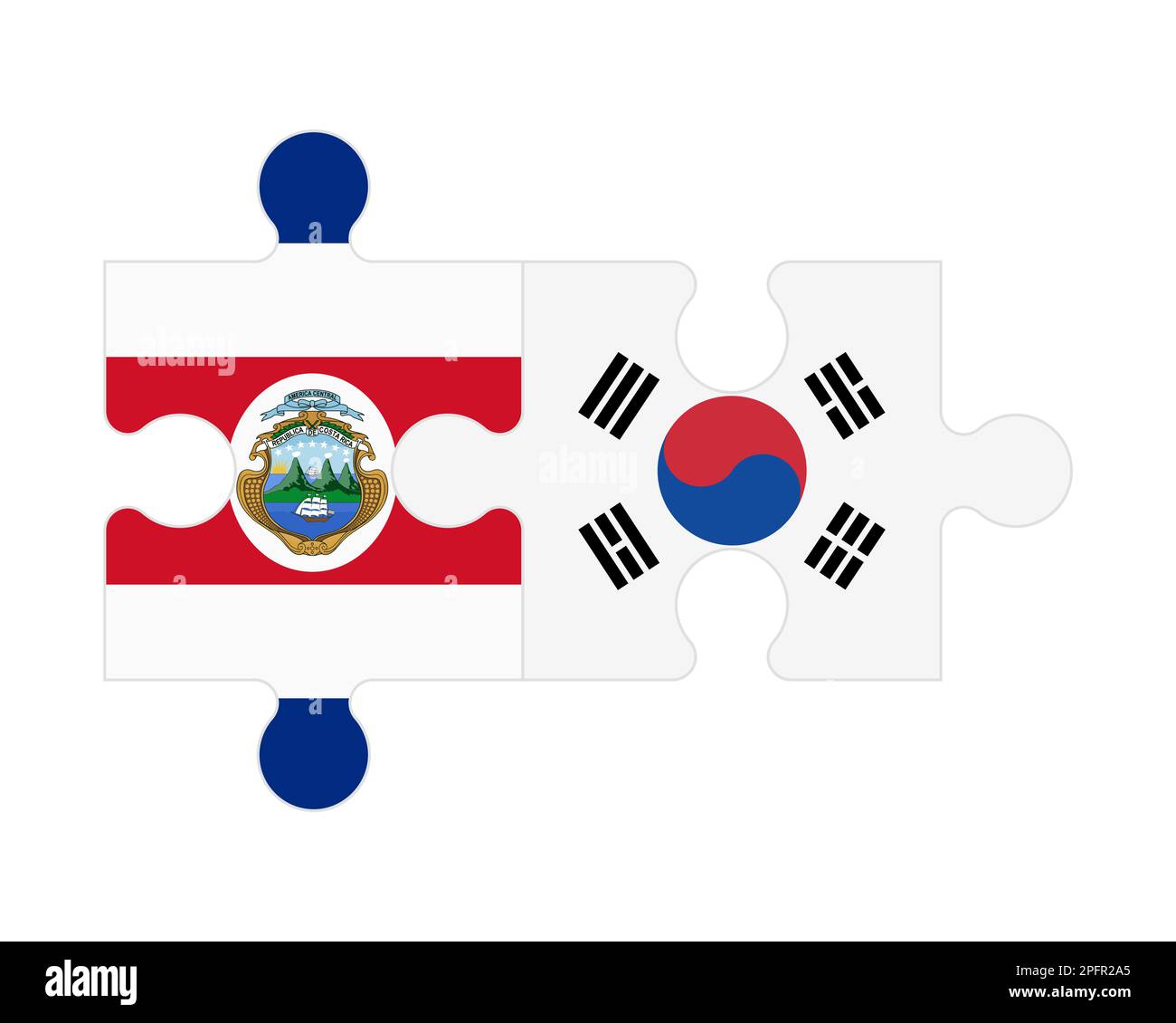 Connected puzzle of flags of Costa Rica and South Korea, vector Stock