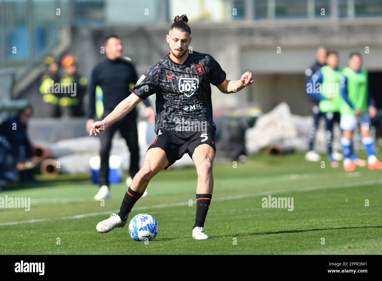 Parma, Italy. 05th Feb, 2023. Tardini Stadium, 05.02.23 Radu Matei Dragușin  (5 Genoa) during the Serie B match between Parma and Genoa at Tardini  Stadium in Parma, Italia Soccer (Cristiano Mazzi/SPP) Credit