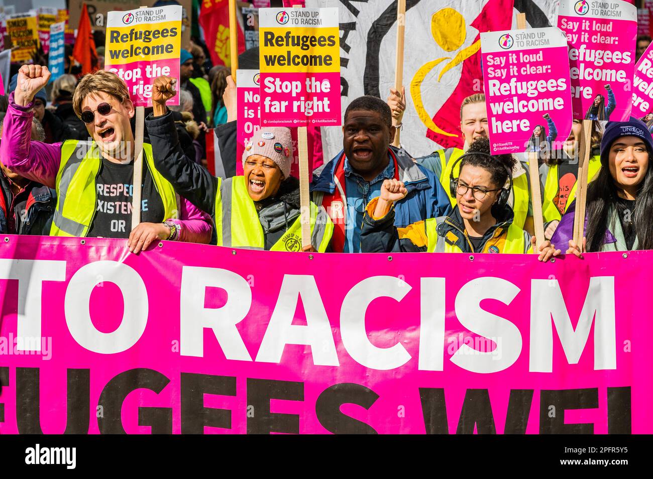 London, UK. 18th Mar, 2023. The march starts outside the BBC in ...