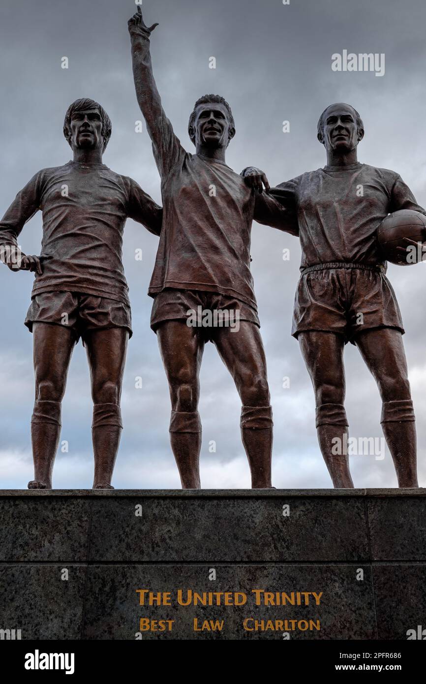Trinity Statue outside Manchester United Old Trafford Stock Photo Alamy