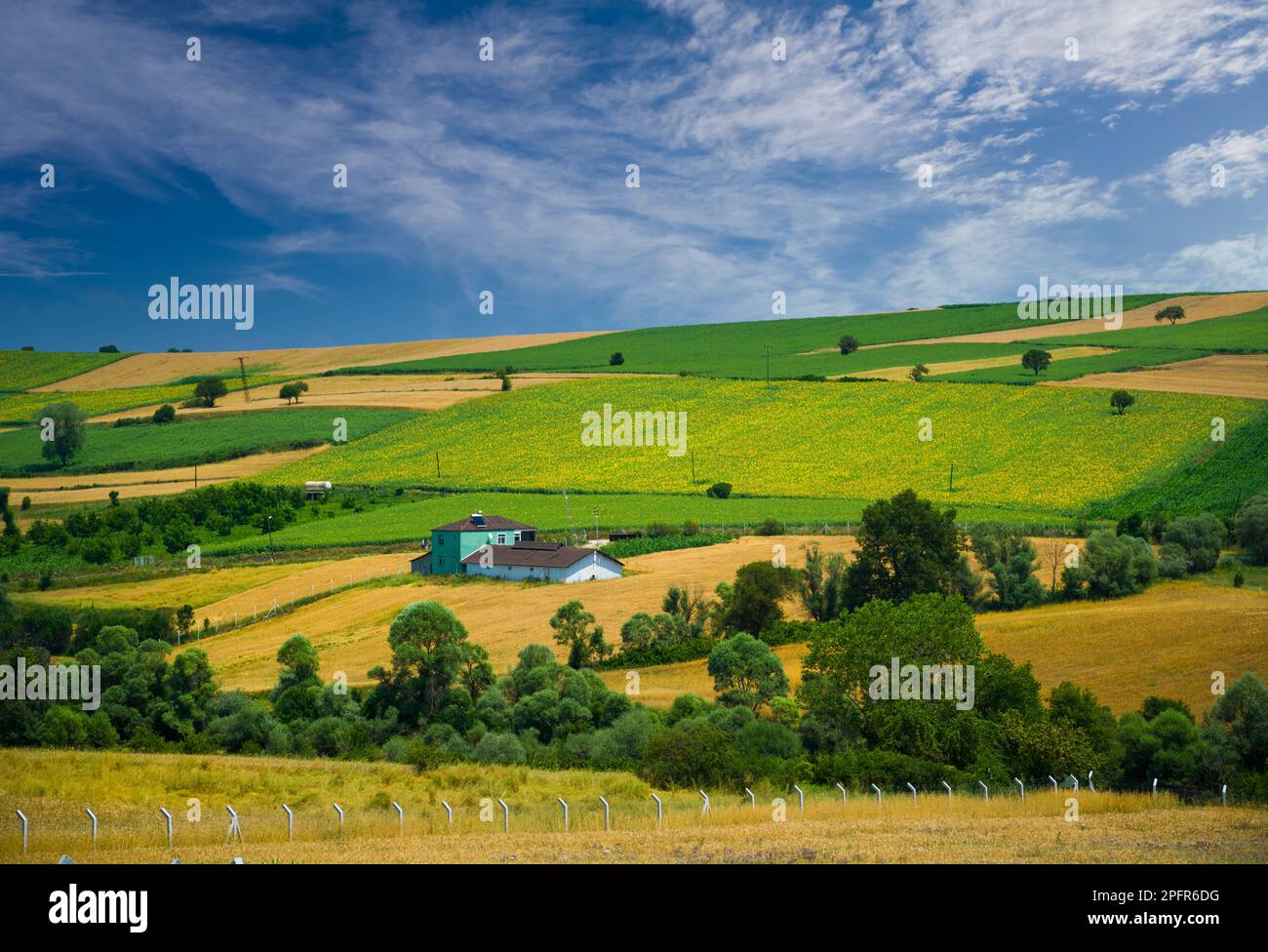 Turkish farmland. Anatolian agriculture and livestock barn and