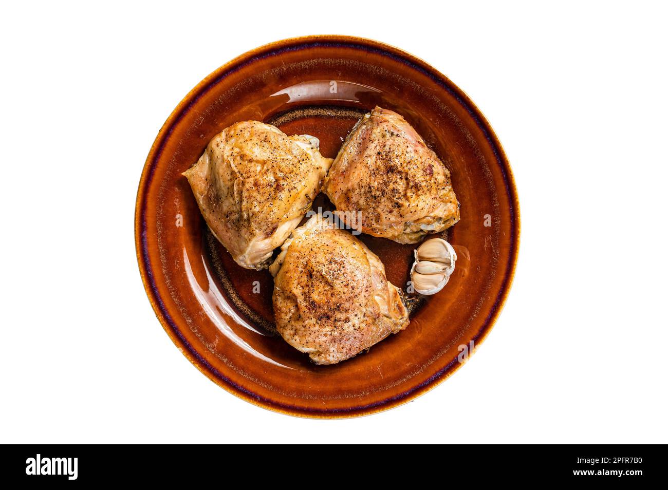 roasted-chicken-thighs-with-spices-in-a-plate-isolated-on-white