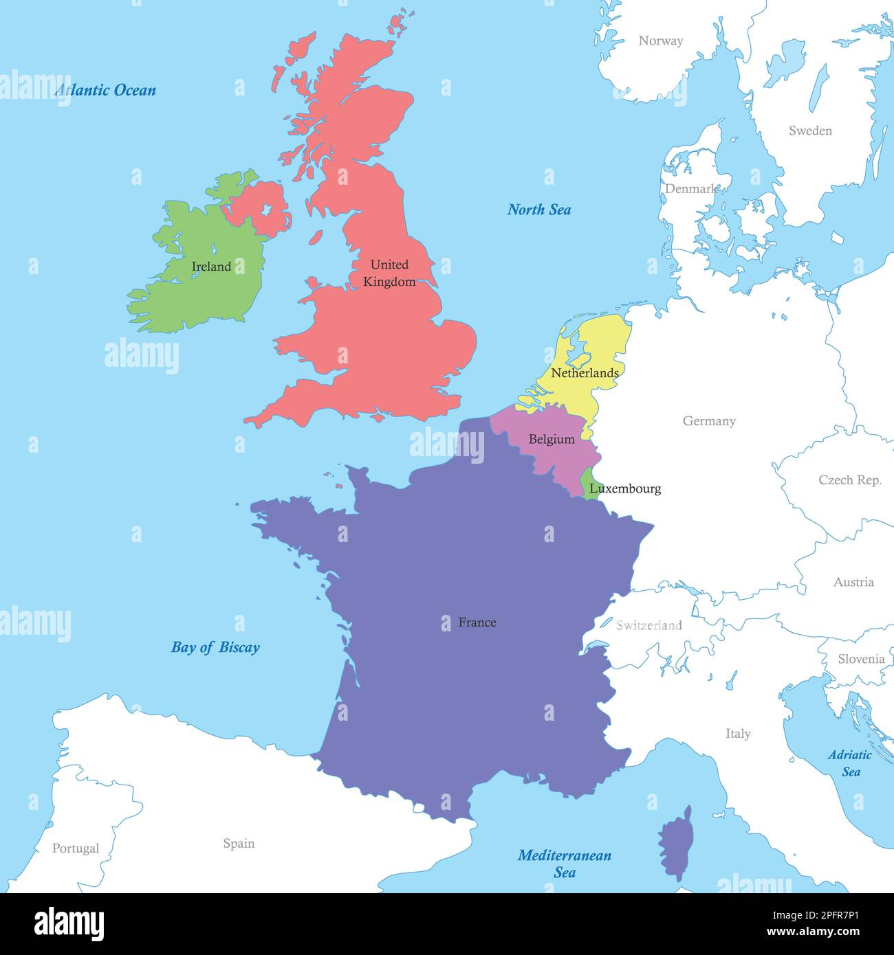 Color Political Map Of Western Europe With Borders Of The Countries Color Political Map Of Western Europe With Borders Of The Countries 2PFR7P1