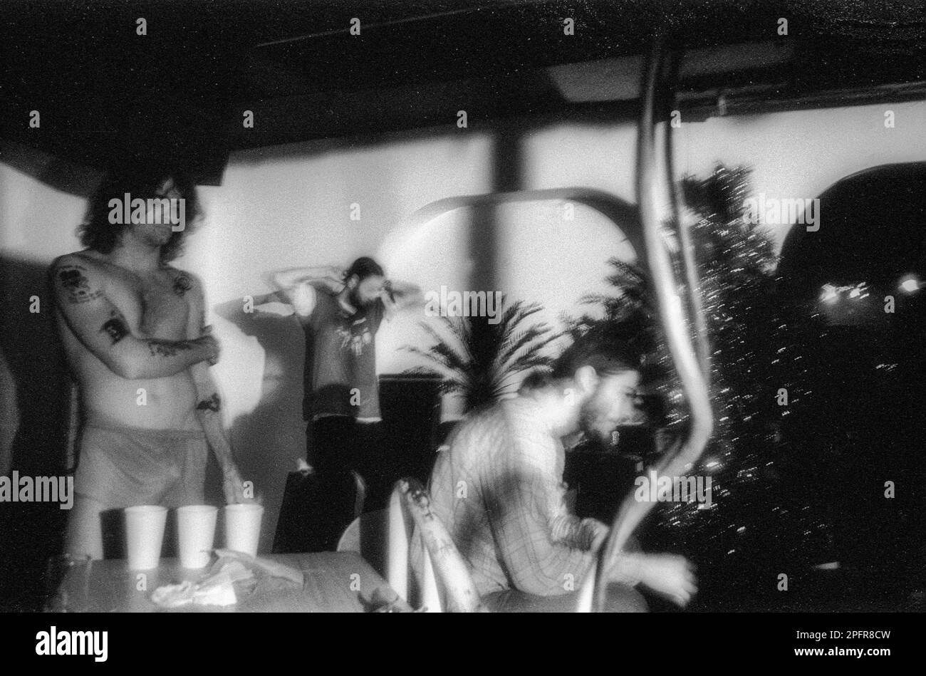 Lead singer Henry Rollins (left) of Punk band Black Flag during a live