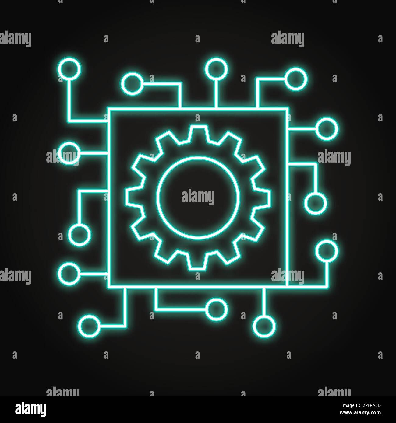 Automated system neon icon in line style. Automation, electronic ...