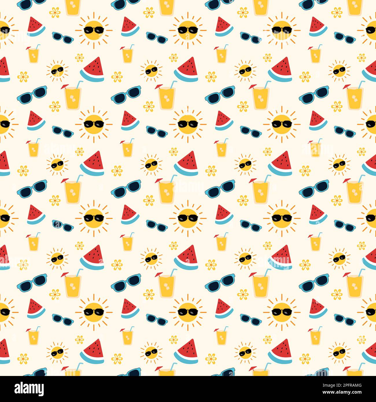Summer seamless pattern. Summer pattern. beach pattern. Summer. hot sun pattern. seamless pattern Stock Vector