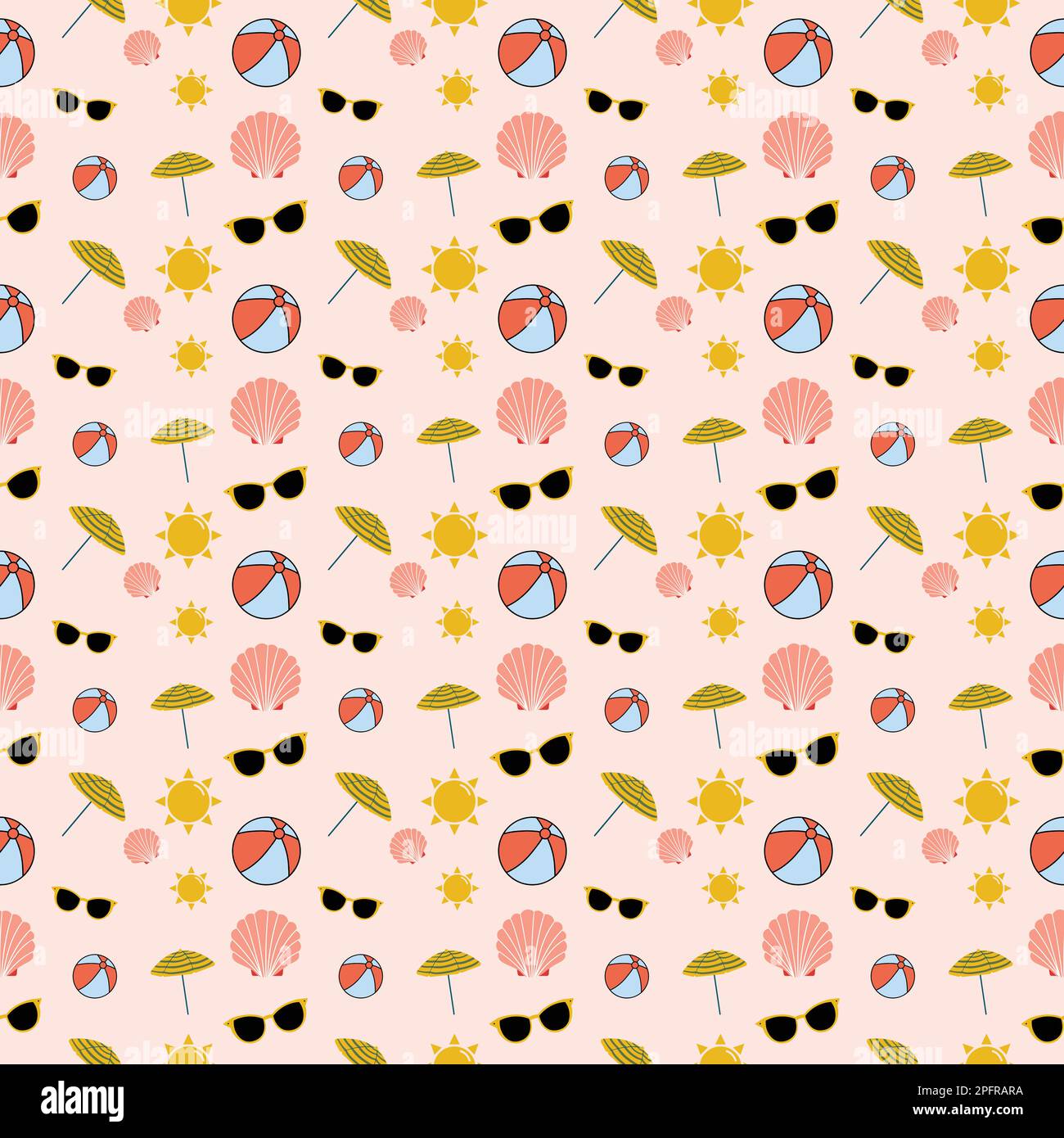 Summer seamless pattern. Summer pattern. beach pattern. Summer. hot sun pattern. seamless pattern Stock Vector