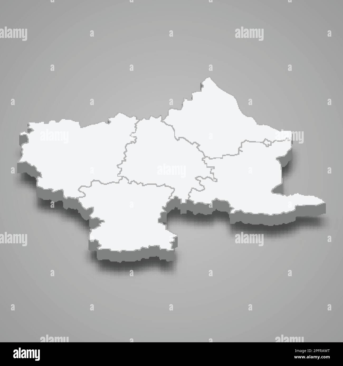 3d isometric map of Vilnius county is a region of Lithuania isolated with shadow Stock Vector