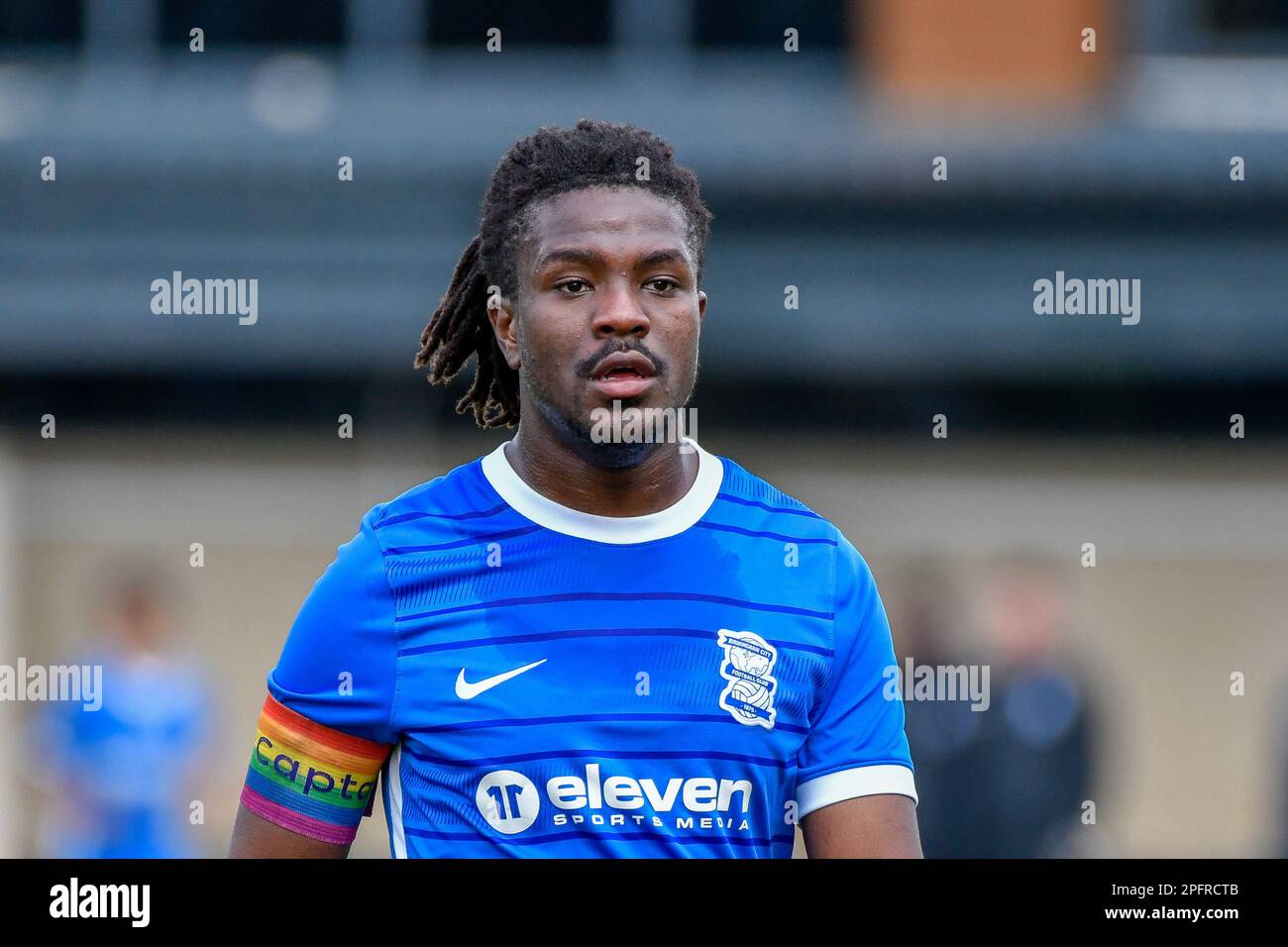 Swansea, Wales. 18 March 2023. Engwau Oduka of Birmingham City during the  Professional Development League game between Swansea City Under 18 and  Birmingham City Under 18 at the Swansea City Academy in