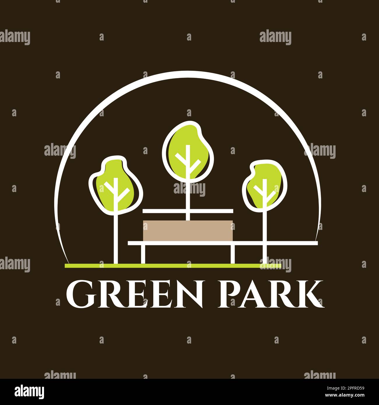 Green Park Tree Outdoor Coffee Shop Nature Fresh Eco Environment Logo Stock Vector