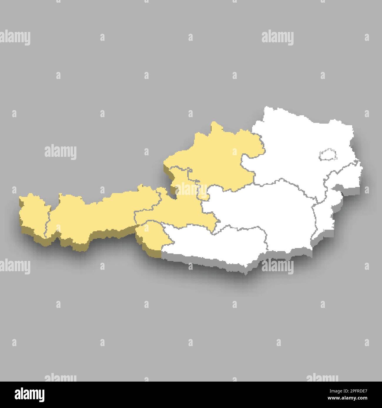 Western region location within Austria 3d isometric map Stock Vector