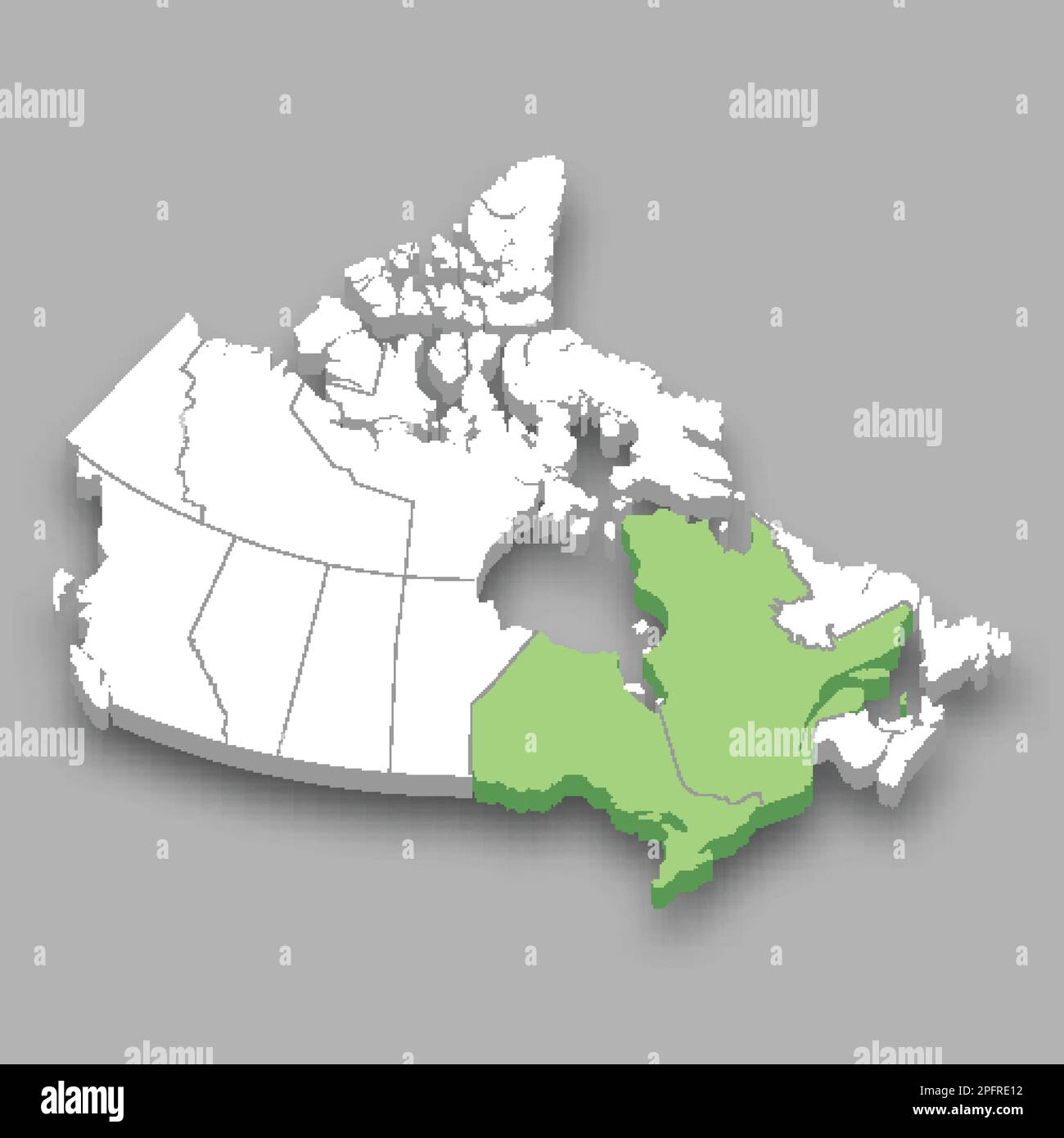 Central Canada region location within Canada 3d isometric map Stock