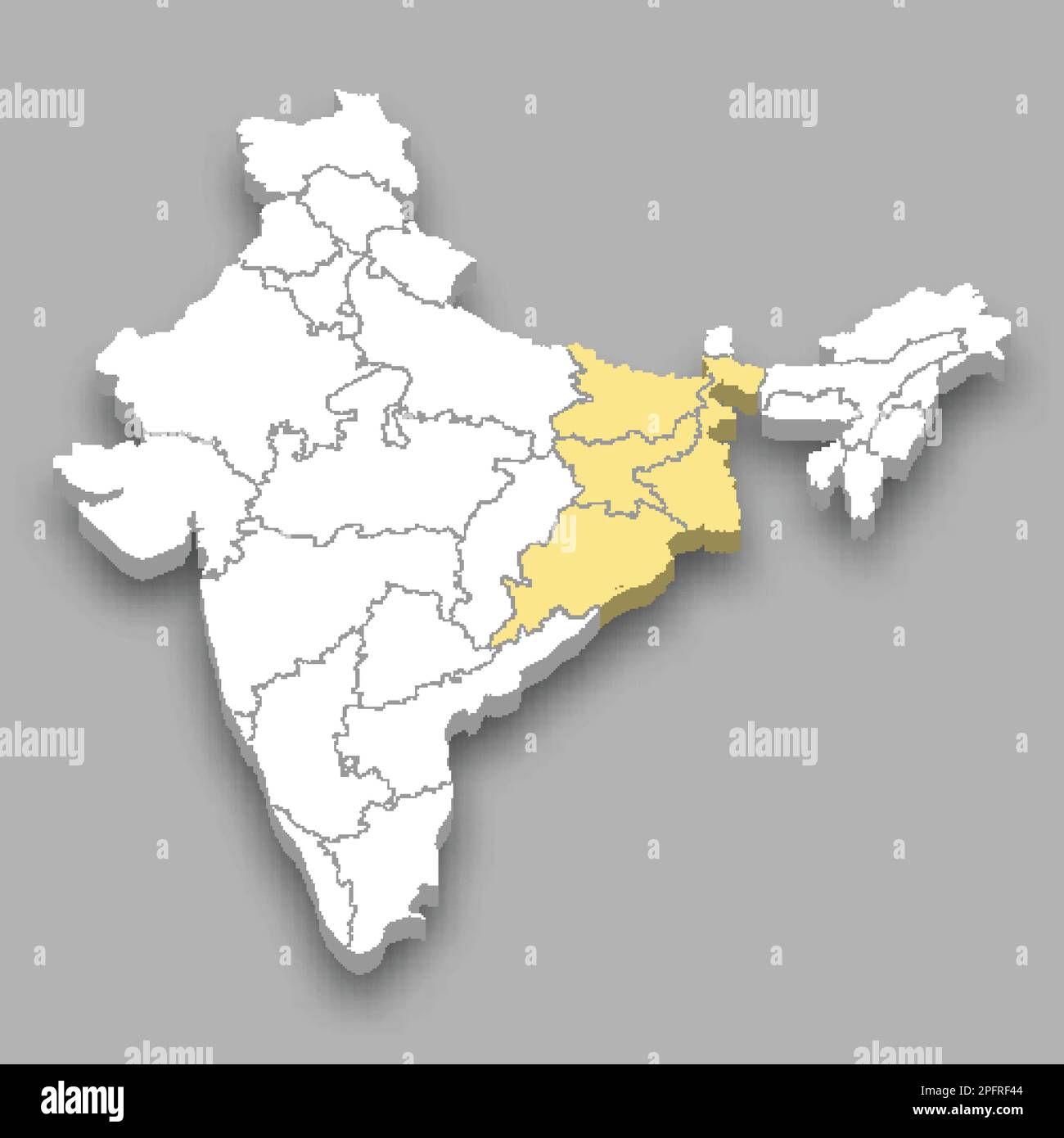 Eastern Zone location within India 3d isometric map Stock Vector Image
