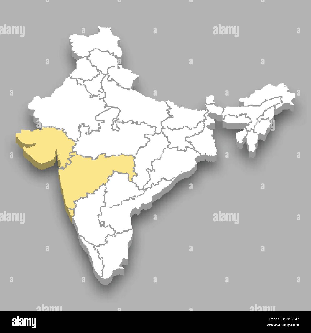 Western Zone location within India 3d isometric map Stock Vector Image ...