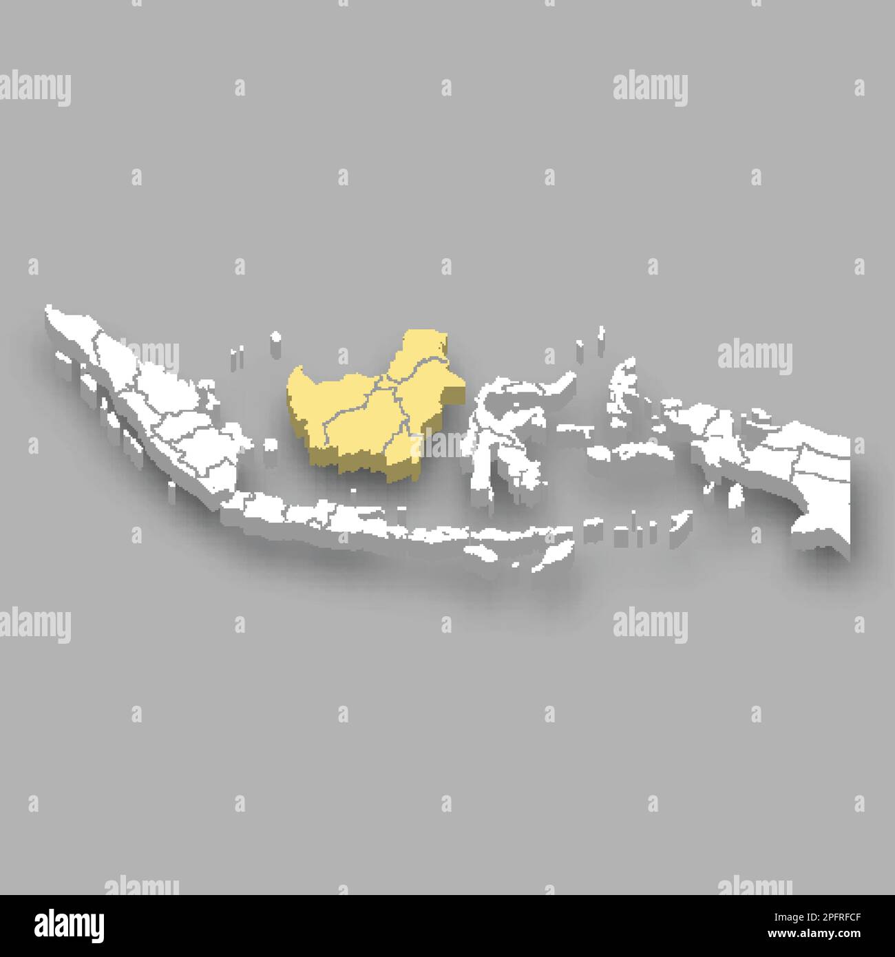 Kalimantan region location within Indonesia 3d isometric map Stock Vector