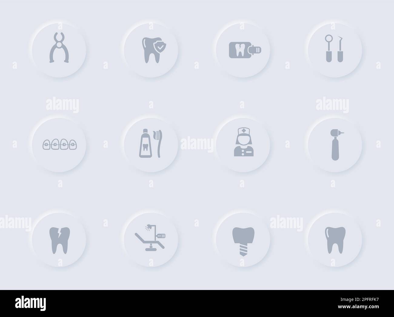 dental gray vector icons Stock Vector