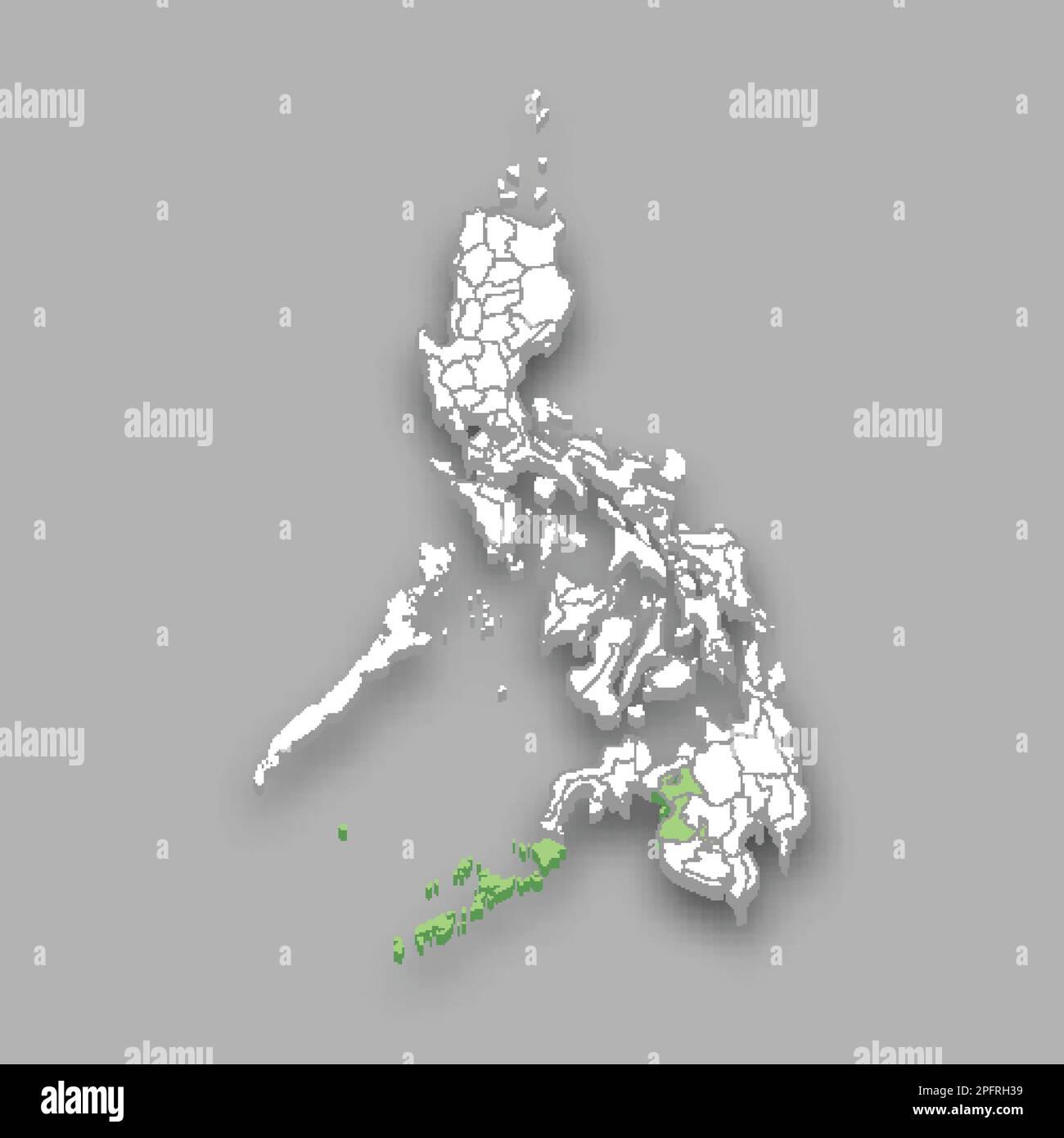 Bangsamoro region location within Philippines 3d isometric map Stock ...