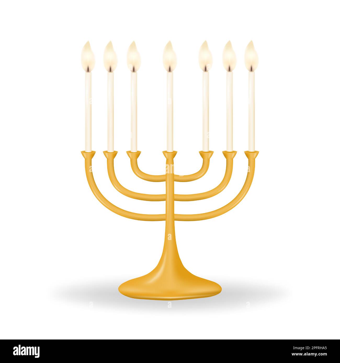 Menorah featuring seven candles on a clean white background. Illuminate