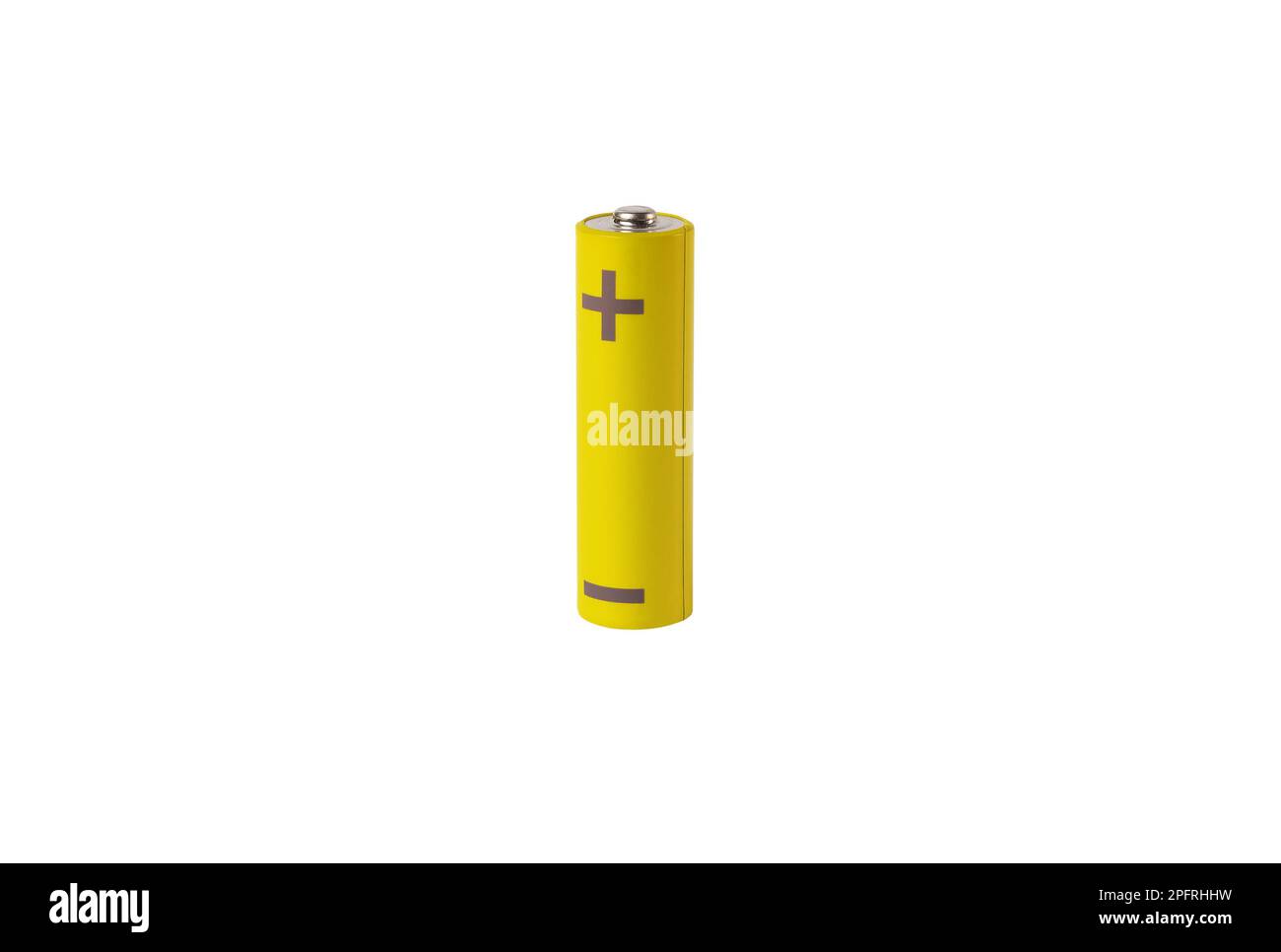 AA battery, yellow cylinder alkaline charge with plus and minus ...