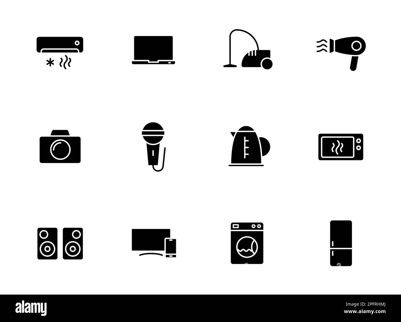 home appliances silhouette vector icons Stock Vector