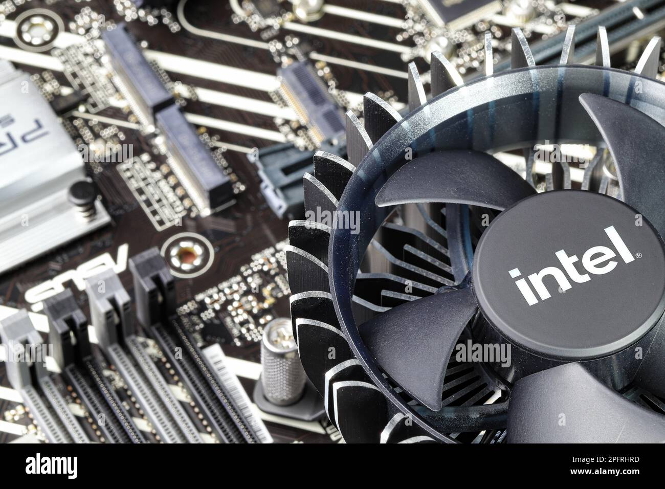 Heat sink or computer processor cooler or radiator on computer