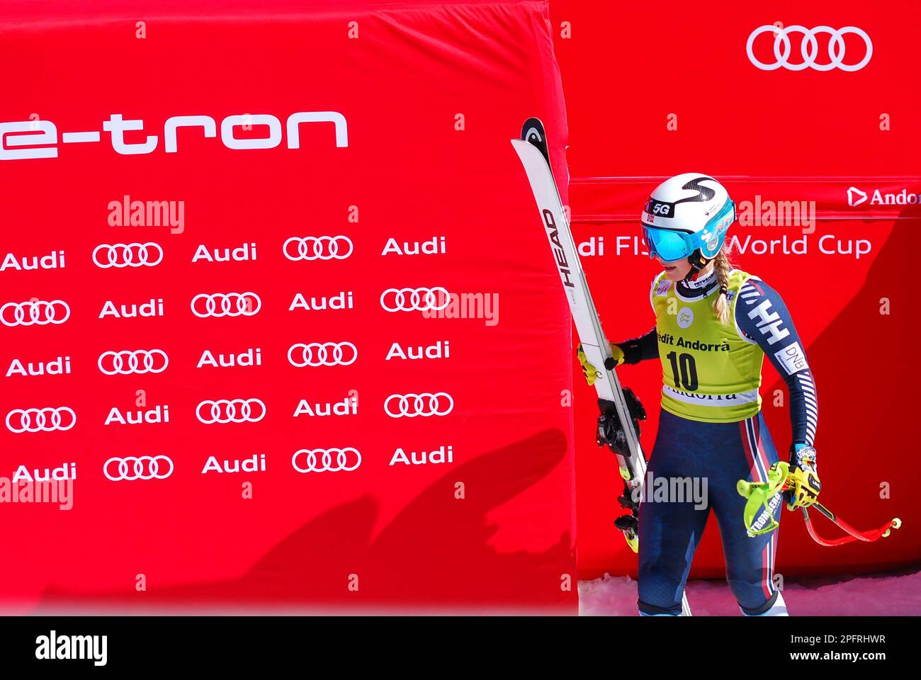 Soldeu, Andorra, Andorra. 15th Mar, 2023. Ragnhild Mowinckel, the alpine skier of Norway, after finishing the last FIS World Cup Ladies' Downhill race of the 22/23 season in which she finished 11th. The race was won by Slovenian Ilca Stuhec, and the overall Downhill competition was won by Italian Sofia Goggia. (Credit Image: © Brisa Palomar/Pacific Press via ZUMA Press Wire) EDITORIAL USAGE ONLY! Not for Commercial USAGE! Stock Photo