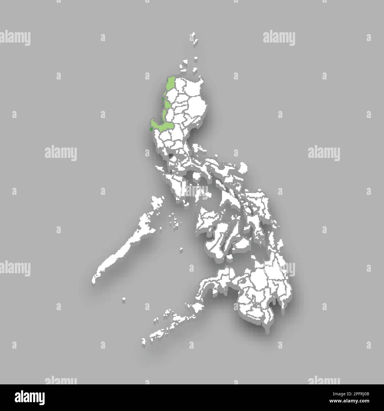 Ilocos region location within Philippines 3d isometric map Stock Vector