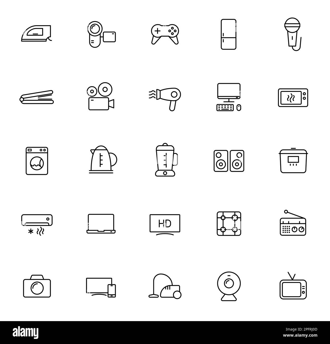 home appliances outline vector icons Stock Vector