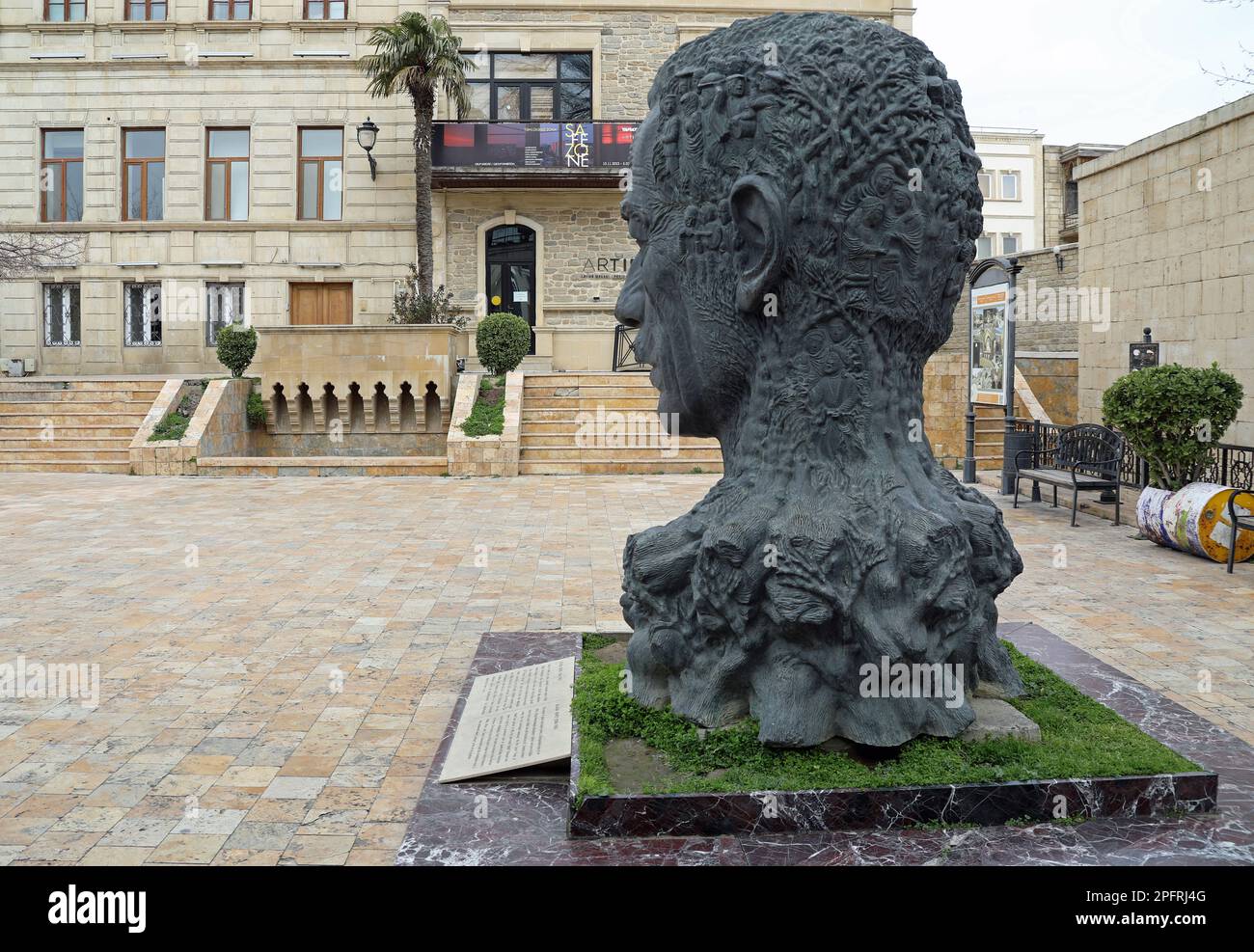 Aliaga Vahid monument in the ancient Old City district of Baku Stock Photo