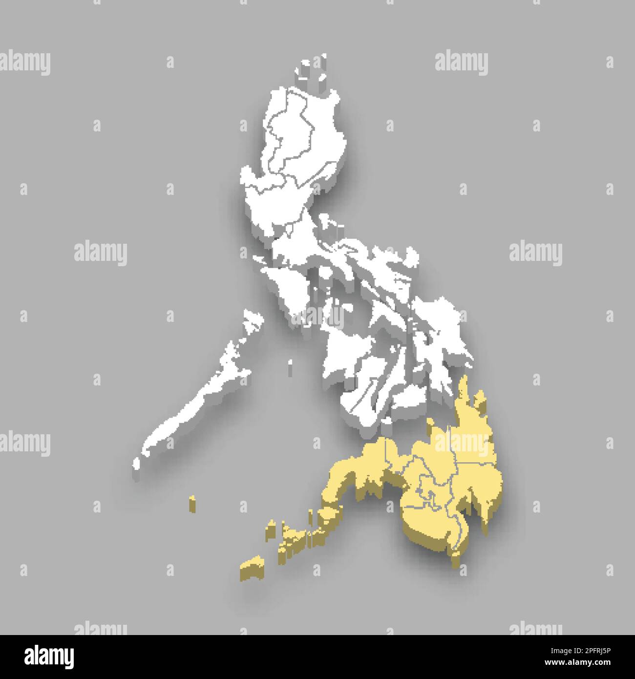 Mindanao region location within Philippines 3d isometric map Stock ...