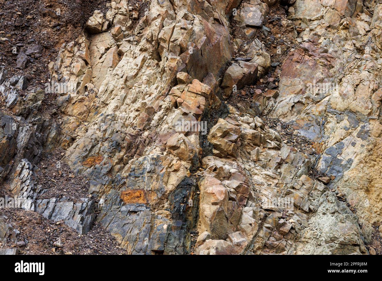 Geological footprints in Pena Horadada, west of Fuerteventura, Canary Islands Stock Photo