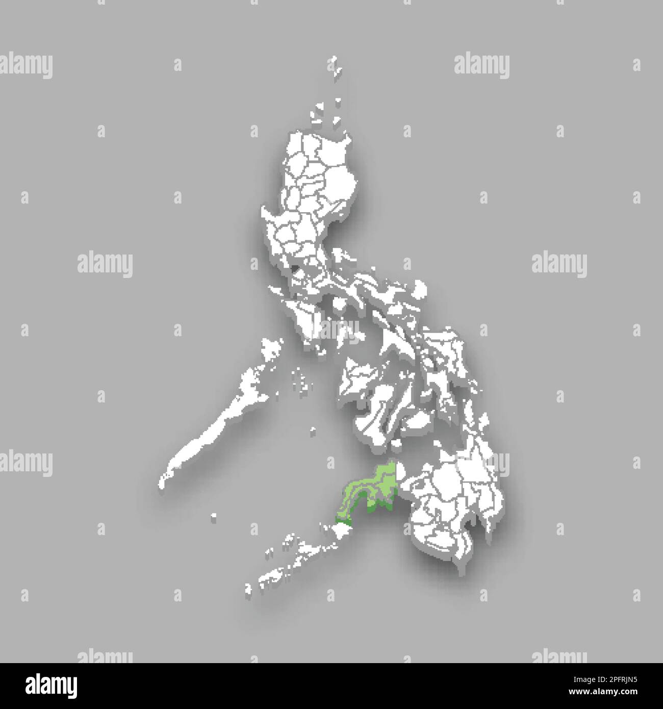 Zamboanga Peninsula region location within Philippines 3d isometric map